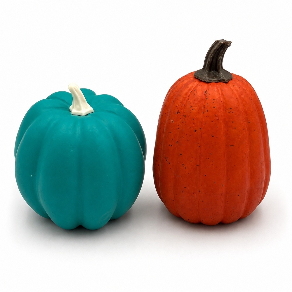 Impact Innovations Tabletop Pumpkin Set OS Orange Teal Very Good Fall Decor